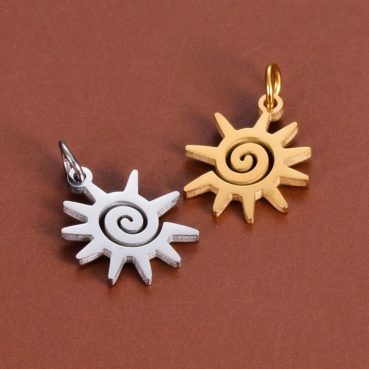 

5pcs/Lot Mirror Polished Stainless Steel Sun Flower Pendant Charms for DIY Earrings Necklace Bracelet Jewelry Making Accessories