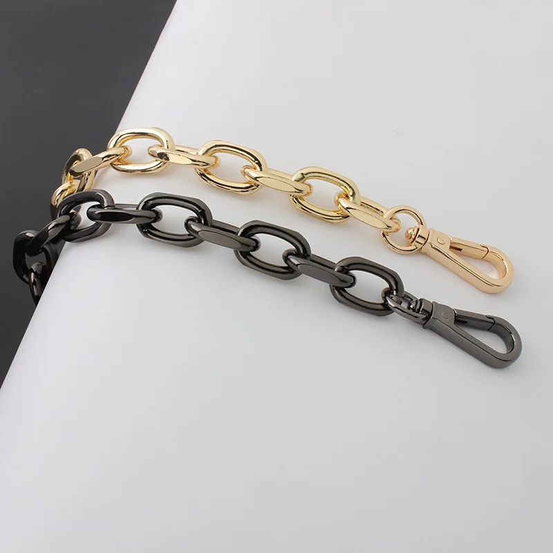 

30-120cm Bag Chain Aluminum Material Chains with Small Buckle Shape Snap Hooks for Luxury Bag Purse Hardware Size 4.5*16*25mm