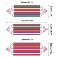 Double Hammock 2 Person Canvas Cotton Hammock with Tree Straps for Patio Garden Backyard Outdoor and Indoor (Red, Blue) 3