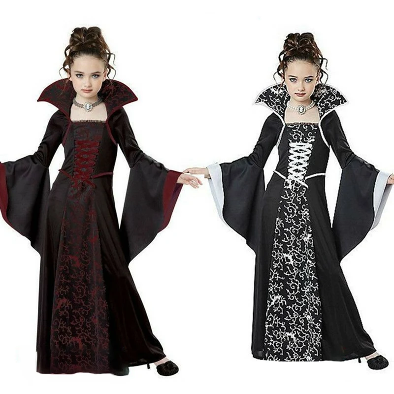 Halloween Cosplay Witch Vampire Costume for Kids Girls Disfraz Carnival Dress Up Party Mujer Children's Performance Clothing