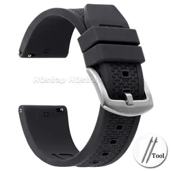 Breathable Silicone Quick Release Sport Watch Band - Waterproof Universal Bracelet Strap - 22mm (Black)