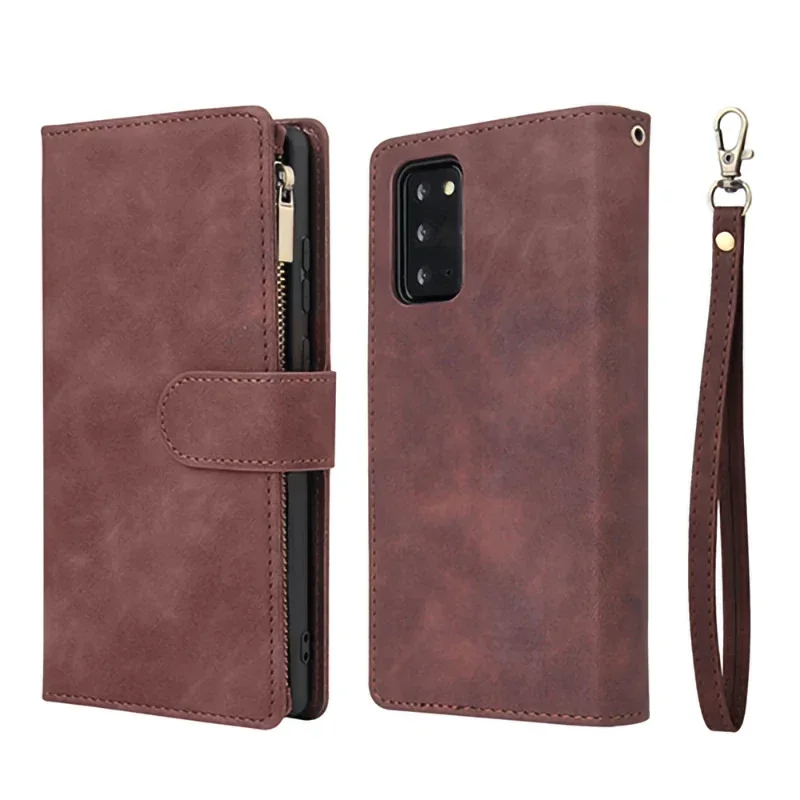 Zipper Leather Flip Wallet Case Cover