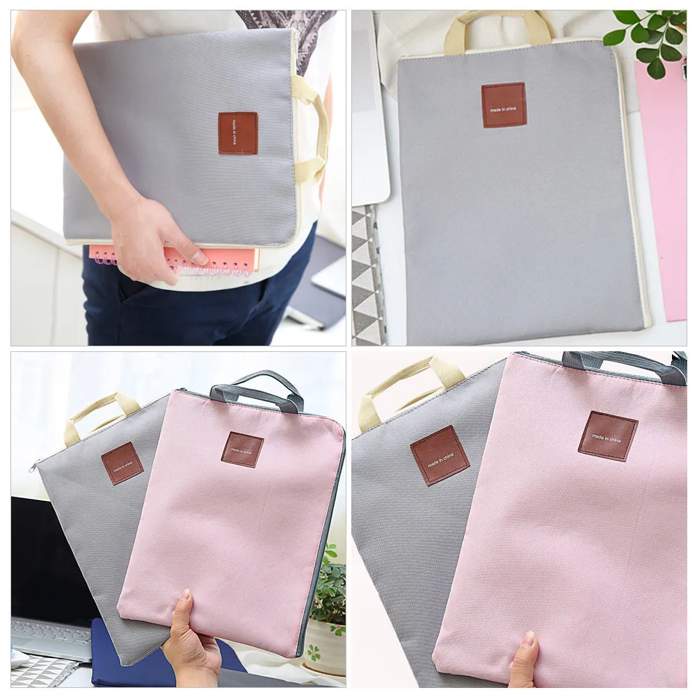 2Pcs 캔버스 파일 가방 대용량 비즈니스 서류 가방 휴대용 문서 보관함 노트북 태블릿 홀더 사무실 파일 주최자