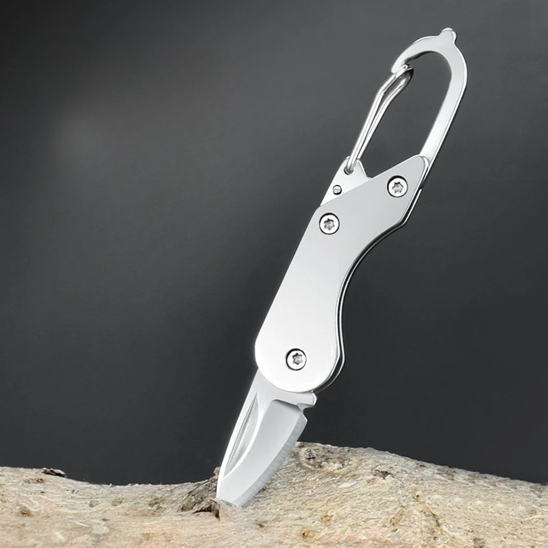 1PC Stainless Steel Mini Folding Knife Outdoor Camping Portable Pocket Keychain EDC Multitools Knives With Buckle Outdoor Tools