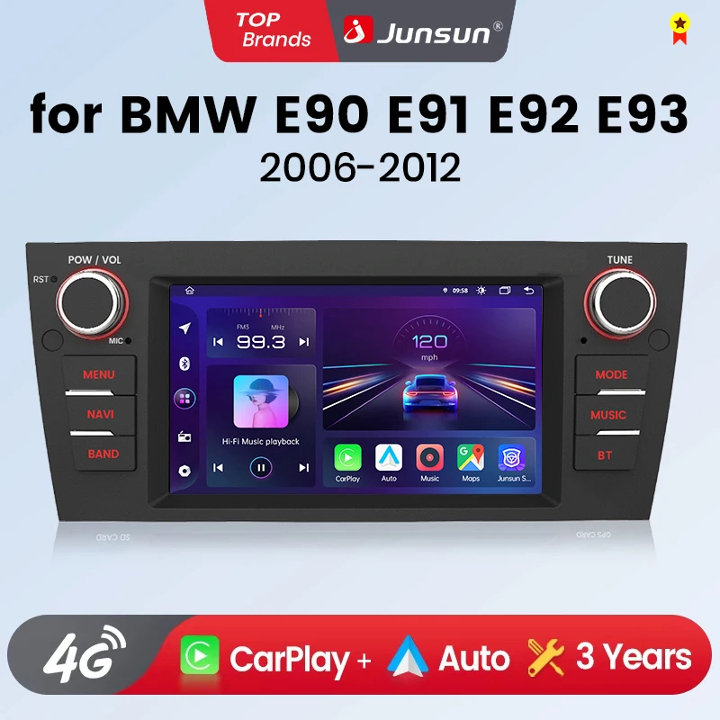 Junsun 7 Inch Car Radio for BMW E90 E91 E92 E93 Wireless CarPlay Android Auto 2 din Intelligent Multimedia 4G