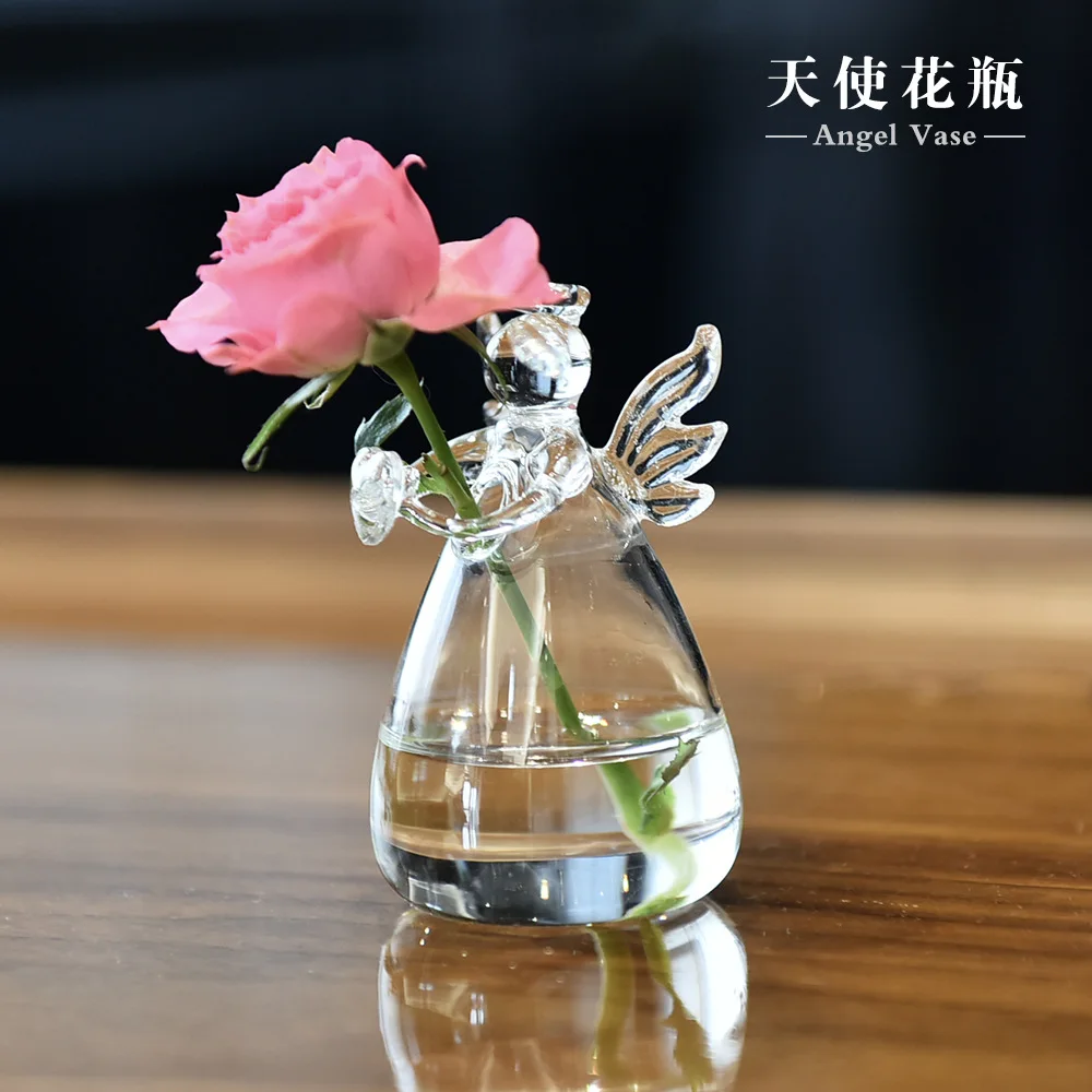 Angel Glass Vase Small Flower Bottle for Home Decoration Hydroponic Plant Pot Container Garden Ornament Angel Vase for Weddings