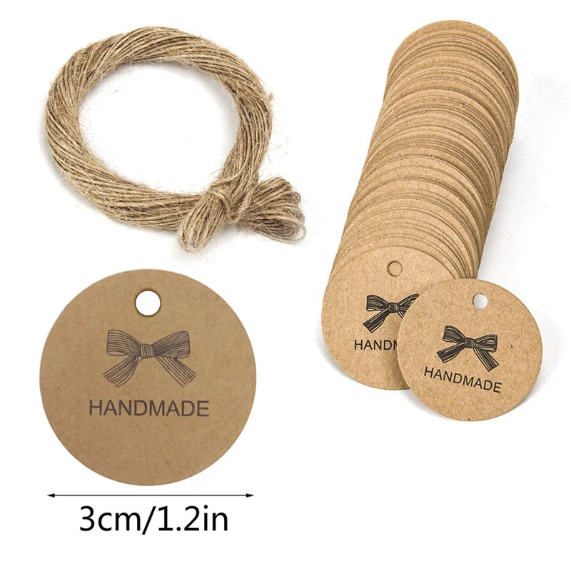 100pcs + 20 미터 로프 손수 선물 교수형 태그 사랑 라벨 베이킹 DIY 엘리베이터와 수제