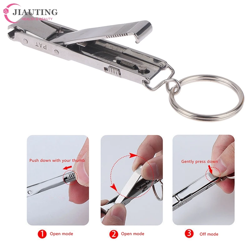 

1PC Ultra-Thin Nail Clippers Collapsible Portable Travel Fingernail Keychain Nail Scissors Cutter Stainless Steel Manicure Tool