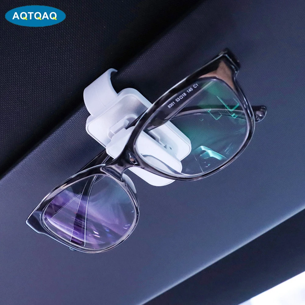 

AQTQAQ Car Glasses Case Auto Sun Visor Glasses Holder Sunglasses Clip Card Ticket Holder Pen Case Clip Box Universal Accessories