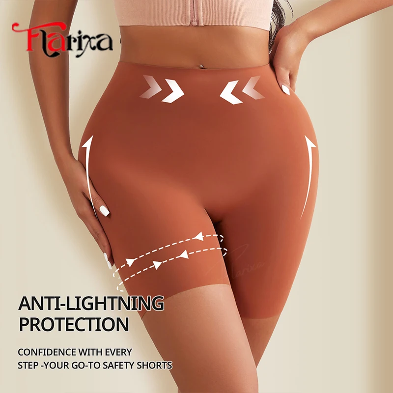 Flarixa Slip Safety Shorts Pants High Waist Boyshorts Women Ice Silk Anti Chafing Boxers Breathable Invisible Panties Underdress