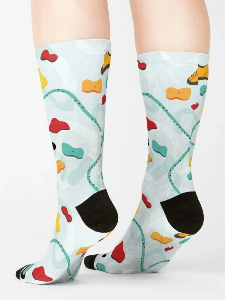 Rock Climbing Pattern - Top Rope Indoor Climbing, Colorful Socks crazy gift Socks Man Women's