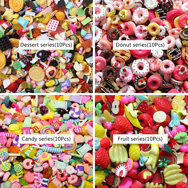 10Pcs Mini Candy Donut Bread Doll Food Scale Dollhouse Miniature Cake Accessories Home Craft Decor Cake Kids Kitchen Toys Gift 5