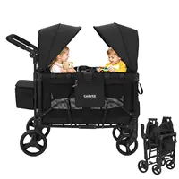Poussette-chariot pliable 2-en-1 pour bébés, double siège, chariot de plage tout-terrain pour enfants, poussette jumelle avec auvent et plateau à collation pour les voyages en extérieur 1