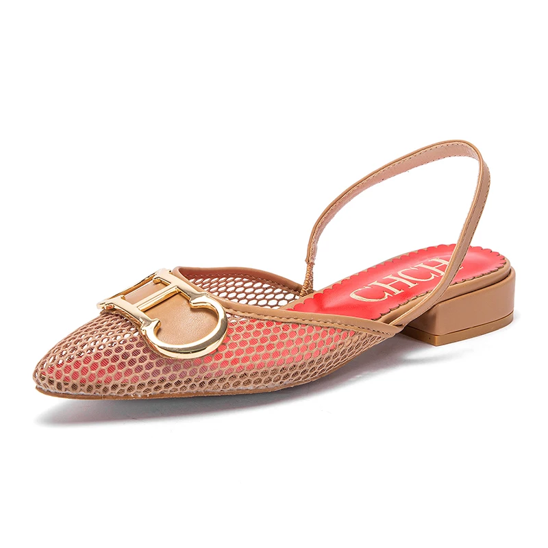 Chch sandálias femininas 2024 novo preto apontou mocassins de fundo plano simples preto sapatos femininos de negócios 8