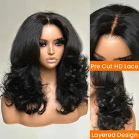 Perruques courtes bob ondulées 5x5, cheveux vierges vietnamiens bruts, perruque sans colle en cheveux humains ondulés, frontale en dentelle pré-coupée 4x4 HD sans colle 2