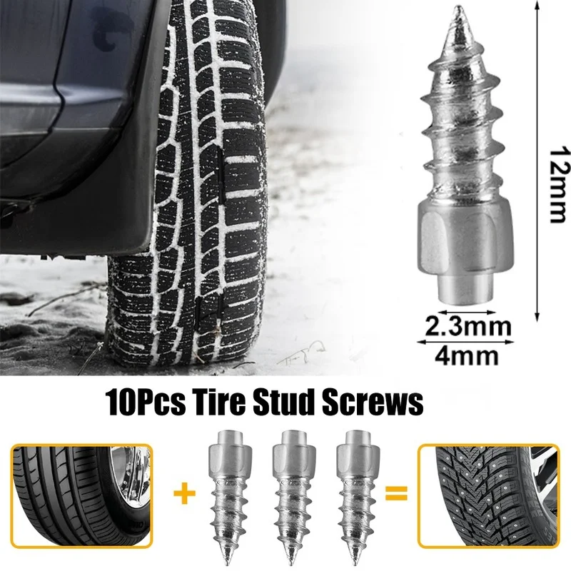 Anti-skid Screw Nails 10-20pcs for Snow Soles Auto Car Motorcycle Bike Truck Off-road Tyre Anti-slip Anti-ice Spikes Alloy Nail ice gripper spike