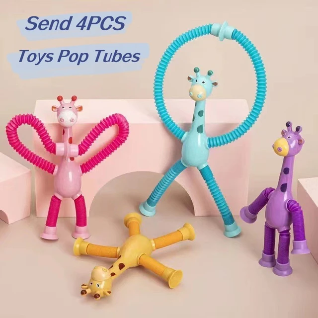 Jouets à ventouse pour enfants, Tubes pop, Fidget girafe