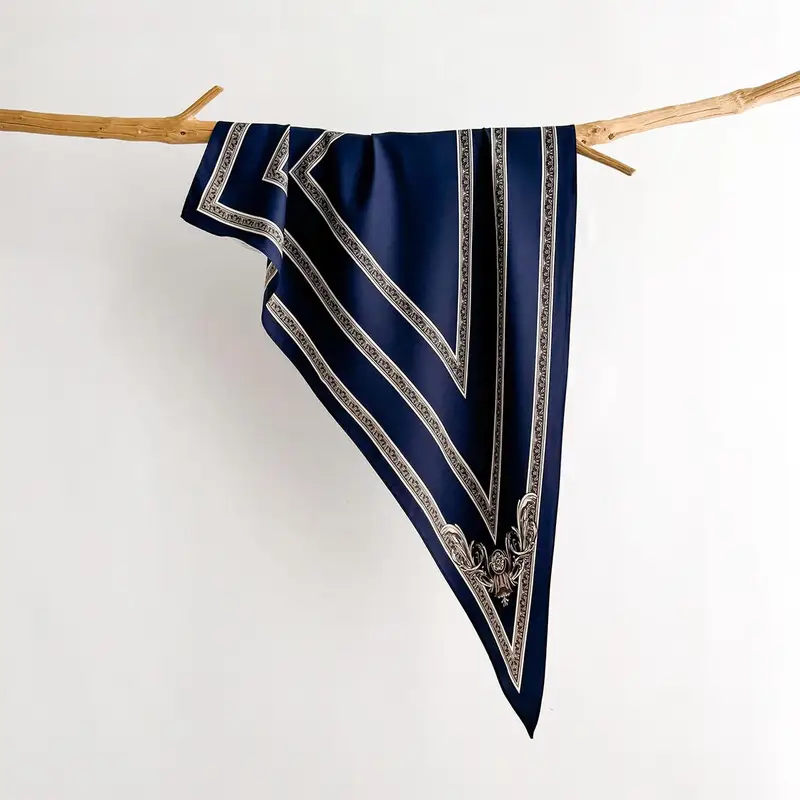 2026 Fashion Triangle Scarf for Women Hair Band Soft Neckerchief Vintage Hijab Stripe Print Headscarf Female Pashmina Bandana - Image 5