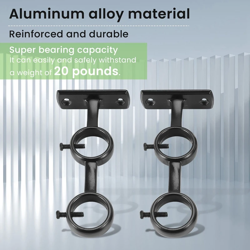 Curtain Rod Bracket 2Pcs Double Curtain Rod Holder Double Brackets Hooks for Living Room Bedroom Rods curtain rod