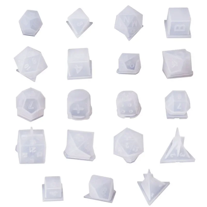 19 Shapes of Dice Silicone Molds Epoxy Resin Molds Multi-size Digital Game DIY Crystal Dice Tools ForDND Making 1pcs