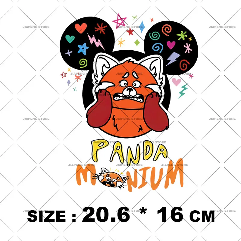 Webbing Turning Red Panda Heat Transfers For Clothes Panda Disney Cartoon Iron on Patches On Girls Clothing T-shirt Kids DIY Gifts Decor Adhesive Fastener Tape Fabric & Sewing Supplies