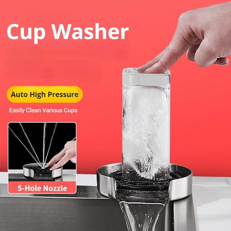 Kitchen Sink Glass Washer Metal Brushed Nickel Cup Washer Faucet Cup Washer  Cleaner Kitchen Sink Bottle Washer for Bars - AliExpress