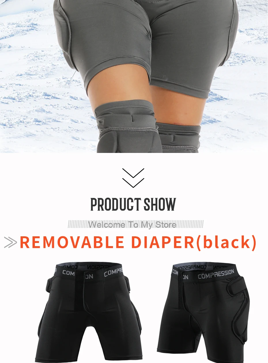 Description Picture 6 of itemMen's Women Outdoor Snowboard protection Hip Padded Shorts Sport Short Pants for Skating Sports Protective Snowboard Shorts