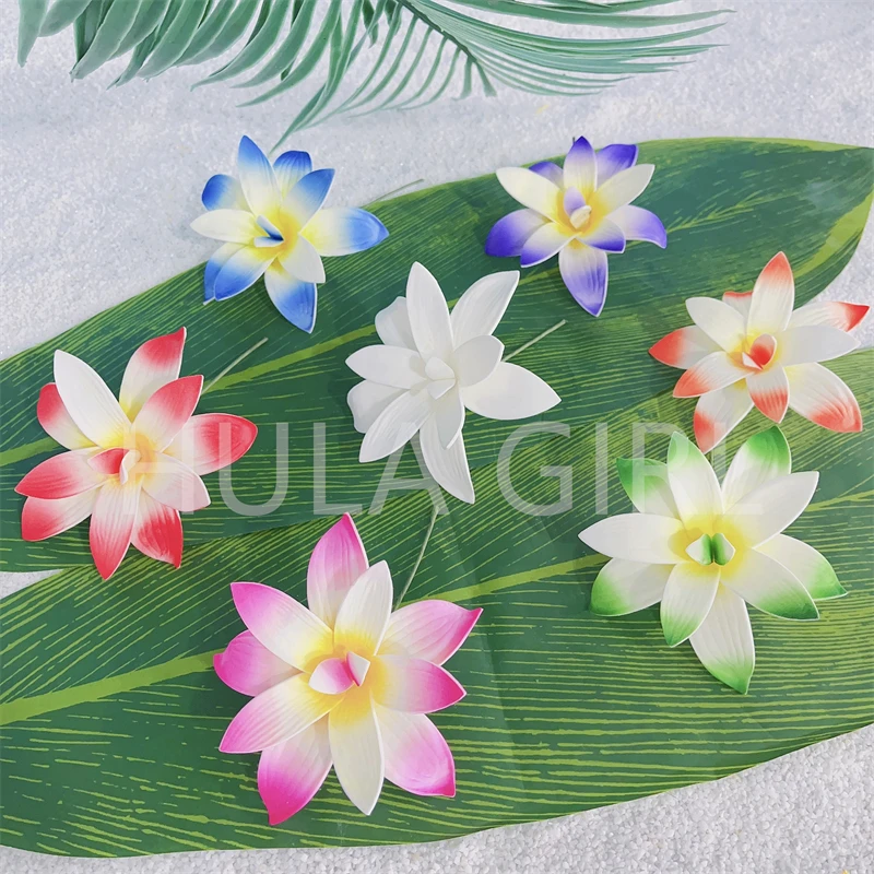 7PCS Foam Flower Hair Stems for Women 10cm Double Layers Tropical Summer Beach Accessories Hawaiian Polynesian Party Hairpin ru 3pcs acrylic mouthpieces pipe stems tobacco pipe stem for smoking pipe fit 9mm filter diy pipe accessories bj0002 1 3