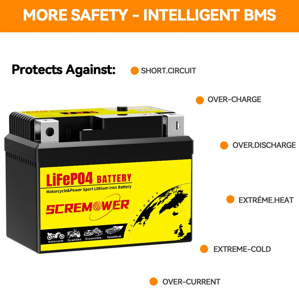 Scr4L-BS 12V 2Ah Motorcycle Starter Battery CCA 160A Powersport Lithium Phosphate Battery For Motorcycle Scooter ATV UTV Quad motorcycle battery,lithium phosphate battery,scooter battery