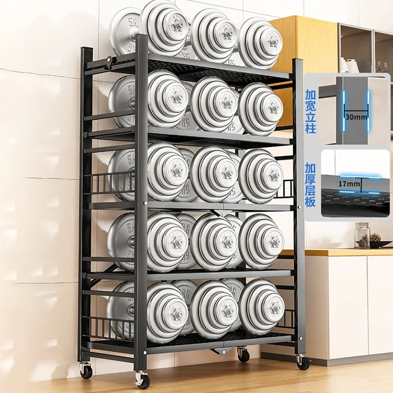 Kitchen Cabinets Folding Storage Rack Installation-free Floor Removable Multi-layer Pot Storage Rack Home Snack Storage Shelf Z 4
