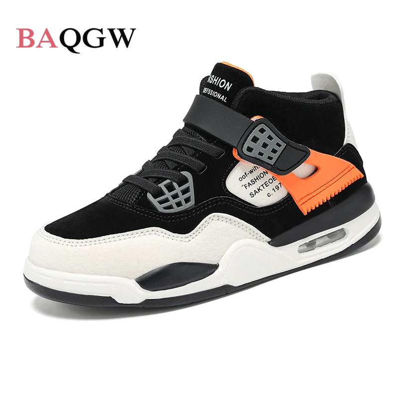 

Color Block Fashion Kid Basketball Shoes Anti-skid High-top Breathable Children Basketball Boots Sneakers Children Running Shoes