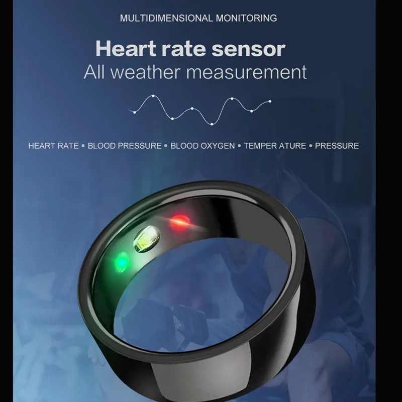 

Smart Ring SR200 Gold Heart Rate Blood Pressure Blood Oxygen Temperature Sleep Calories Health Multilingual Fitness Tracker Ring