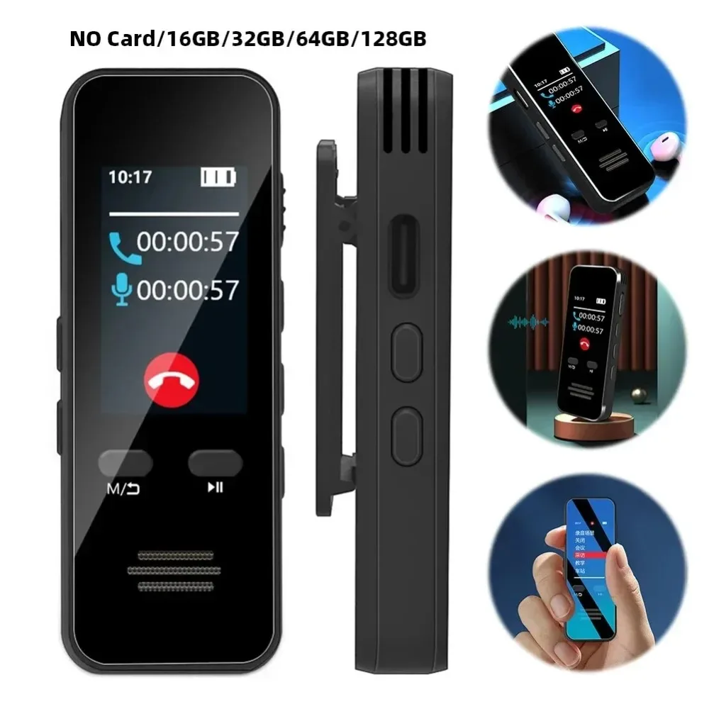 Back Clip Professional Voice Recorder AI Mp3 Player Hidden Secret Spy Mini Bluetooth Timer HD Noise Canceling Recording to Text