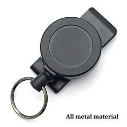 Outdoor Climbing - Style Retractable ID Lanyard with 360° Rotating Snap Hook and Black Steel Cable (Metal)