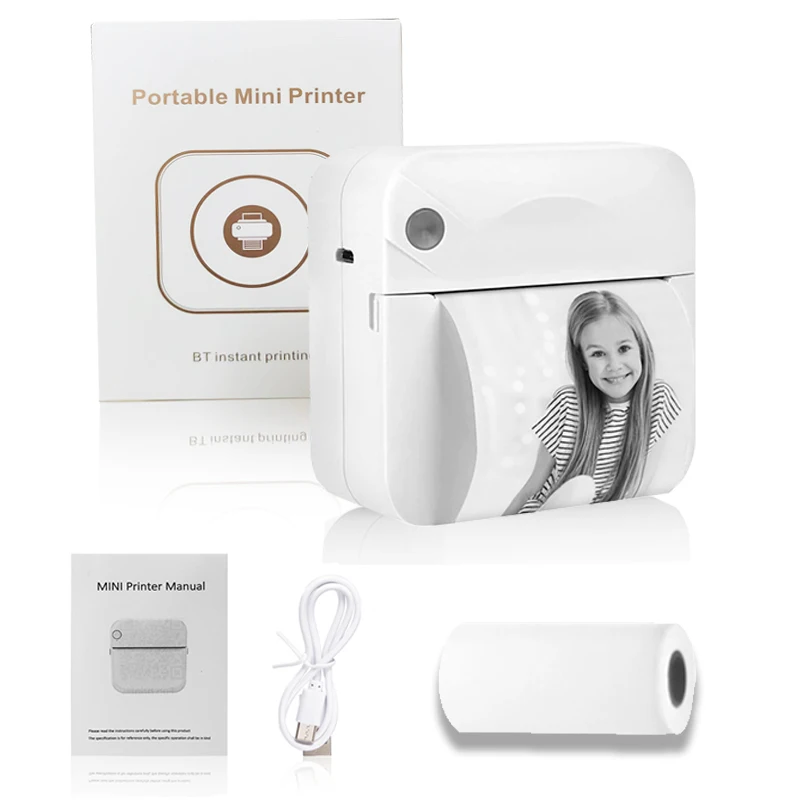 Compact Wireless Inkless Thermal Sticker and Photo Printer
