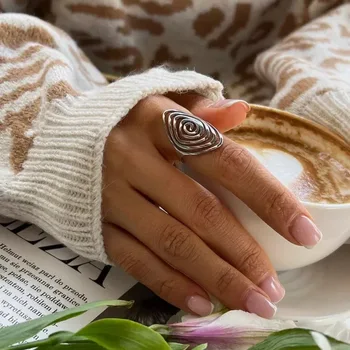 LATS Creaive Anello a spirale in acciaio inossidabile per donna Uomo Minimalista Anelli a spirale intrecciati irregolari Gioielli di moda Regali unici