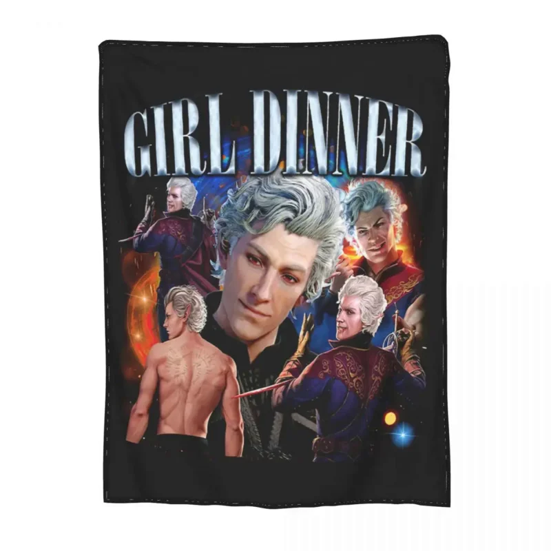 

Astarion Girl Dinner Inspired Meme Blanket BG3 Game Baldur's Gate Astarion Fan Cozy Throw Blanket for Bed Bedspreads