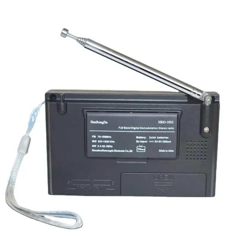 Portátil de Banda Completa Digital Tuning Multiband Estereotuner mw am fm sw Receptor de Controle de Rádio de Ondas Curtas Rec Dc5v Power Hrd1032 - Image 2