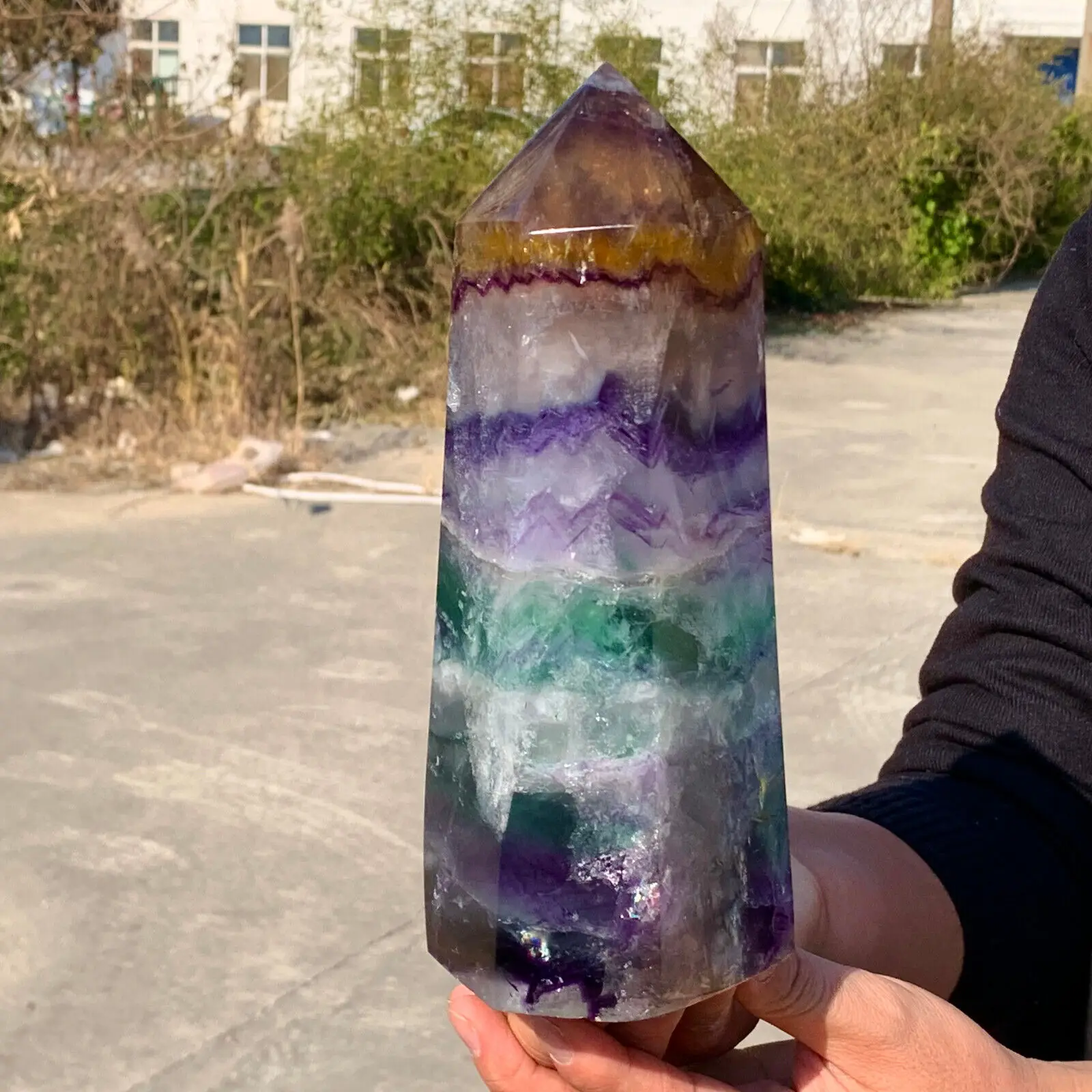 Natural Large Colored Fluorite Crystal Point Natural Crystal Wand Healing 2