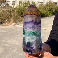 Natural Large Colored Fluorite Crystal Point Natural Crystal Wand Healing 2