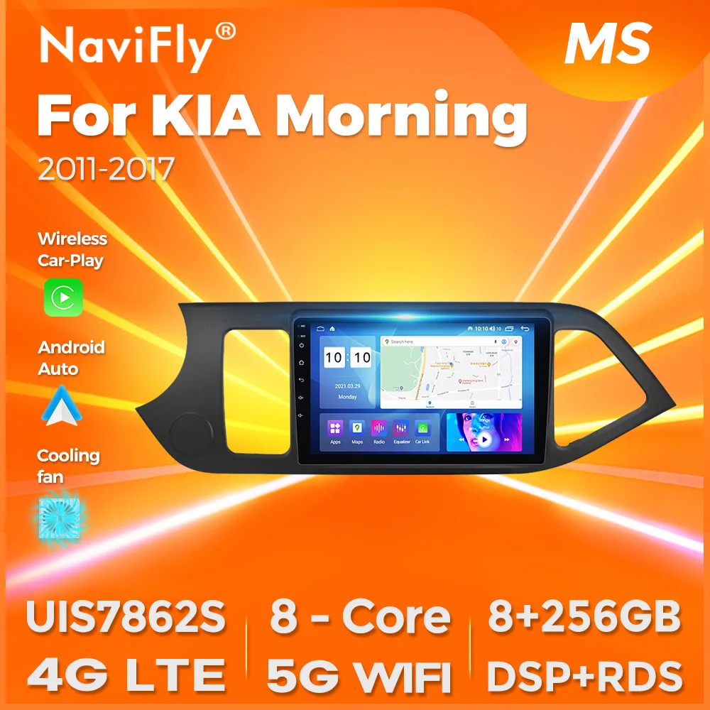 Navifly 7862S 8G+256G Android All-in-one Car Audio GPS Wireless Carplay BT for KIA Morning 2 Picanto 2011