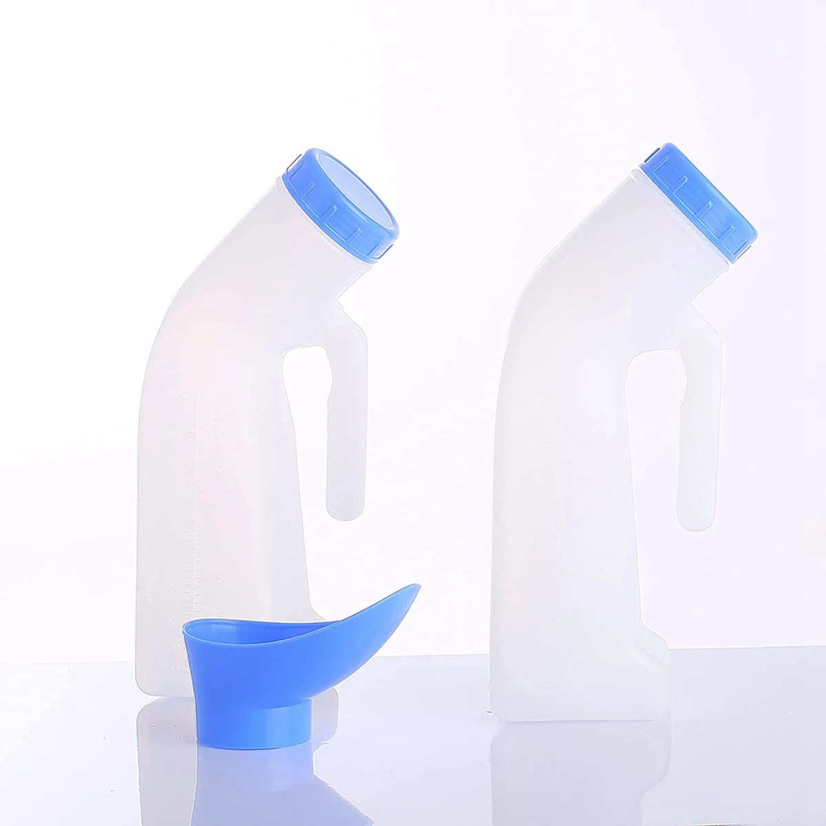 남녀공용 유출 방지 소변기, 나사 뚜껑이 달린 소변 깔때기, 야외 여행용, 2 팩