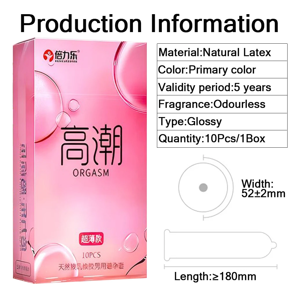 Ultra-Thin Condoms Contains Climax Fluid Smooth Orgasm Sleeve Natural Latex Penis Sleeve Hyaluronic Acid Lubrication Adult Shop