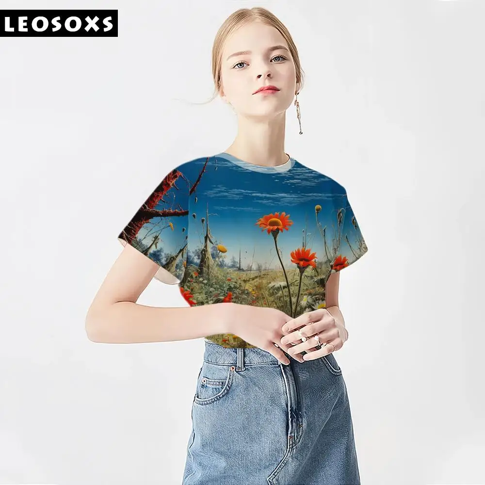 

Женская Всесезонная Повседневная футболка с коротким рукавом и принтом, женская футболка с круглым вырезом, весна 2024, в стиле преппи, обычная, для среднего возраста, простая