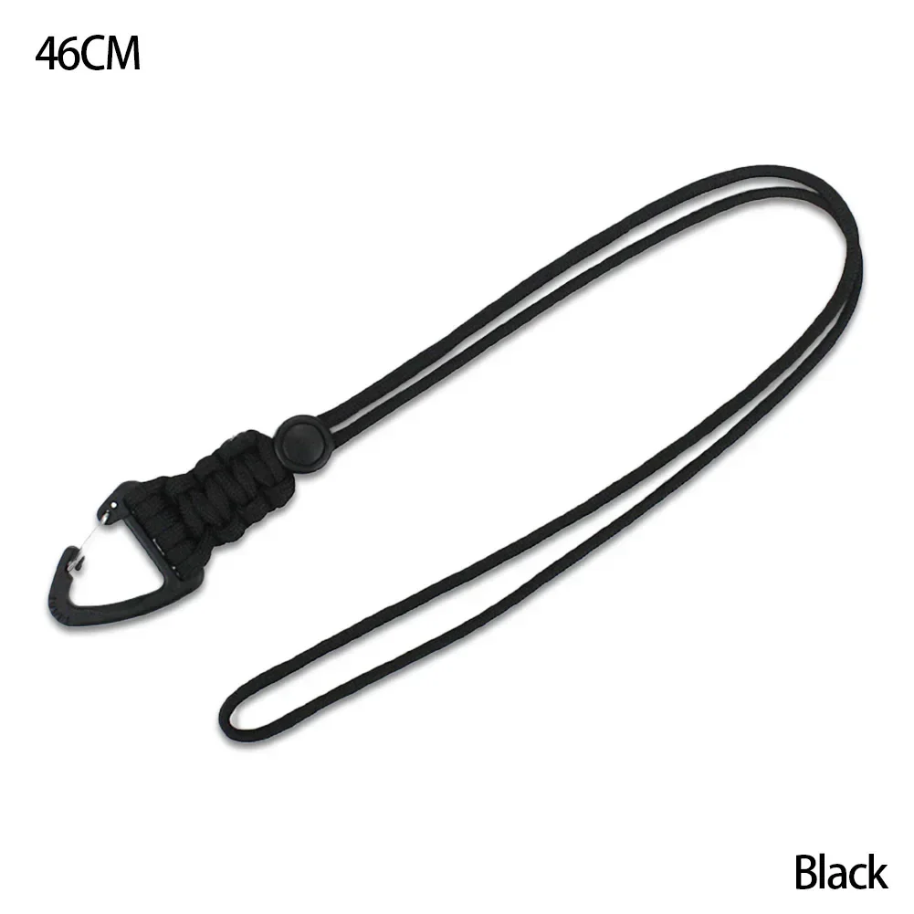 Braided Nylon Paracord Keychain with Metal Triangle Buckle and Carabiner