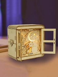 Enchanting 3D Wooden Castle Puzzle Night Light - Decorative Gift (Cat)