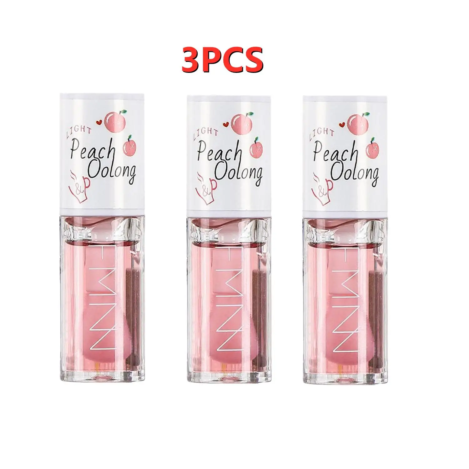 

3X Korean Kawaii Lip Gloss Honey Peach Lip Oil Long Lasting Non-sticky Moisturizes Vitamin E Lip Tint Lip Plumper Lip Care Serum