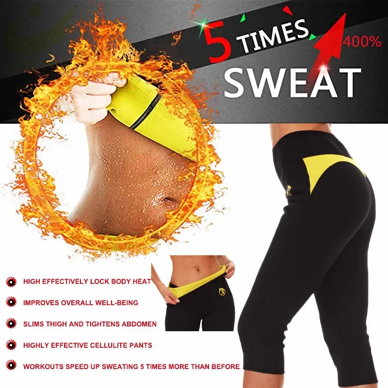 Womens Compression Slimming Leggings Neoprene Slimming Capri Pants Thighs  Fat Burner Best Workout Sauna Suit High Waist Tummy Control Shapewear 