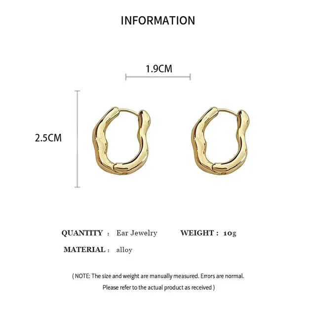 Gold Color Metallic Ear Loops For Women Simple Cool Style Irregular Geometric Ear Buckle Personalized Party HooP Earring Jewelry 6