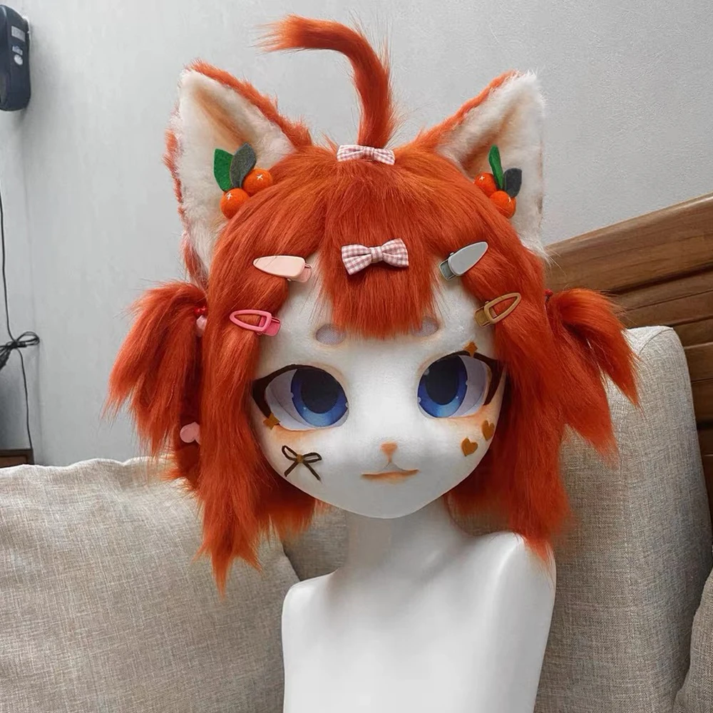 Kigurumi Basis Tier Kopf Schädel Maske Cosplay Beast Fursuit Katze Schädel DIY Verdicken Kunststoff Masken Karneval Anime Party Kostüm Prop – Detail 6